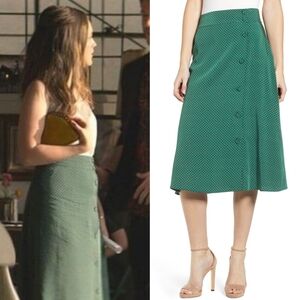 Chelsea28 Green Polka Dot Midi Skirt